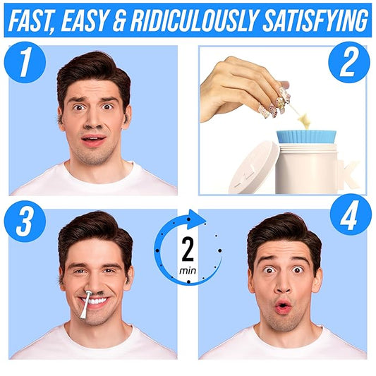 Kenashii Super Nose Waxing Kit | 100g Wax, 24 Applicators | No Microwave Required | Ear Hair Removal | For Men and Women | 12 Balm Wipes, Mustache Guards, Storage Bag