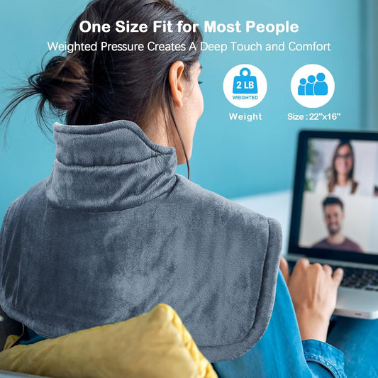 NIUONSIX Heating Pad for Neck and Shoulder Birthday Christmas Gifts for Women Men Mom Dad Weighted Heated Pad for Pain Relief 6 Heat Settings 2H Countdown