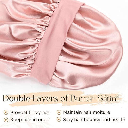 YANIBEST Silk Bonnet for Sleeping Women, Double Layer Hair Satin Bonnets with Elastic Band, Sleep Cap Curly Natural Hair