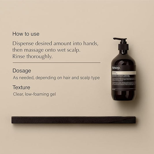 Aesop Shampoo | Soften Hair, Restore Shine | Bergamot Rind, Frankincense, Cedar Atlas | 16.9 oz / 500mL