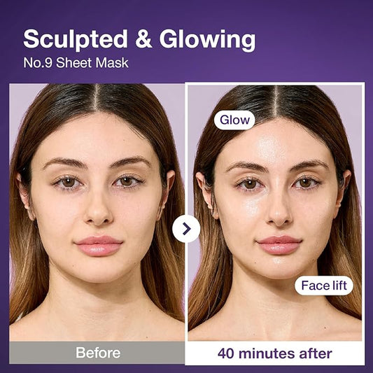 numbuzin No.9 Sheet Mask | NAD+ BIO Lifting-sil Full Face Mask | Improves Jawline, Jowls, Wrinkles, Neck Lines | Peptides, NAD+, Collagen | Skin Firmness | 4 Sheets + Lifting Band