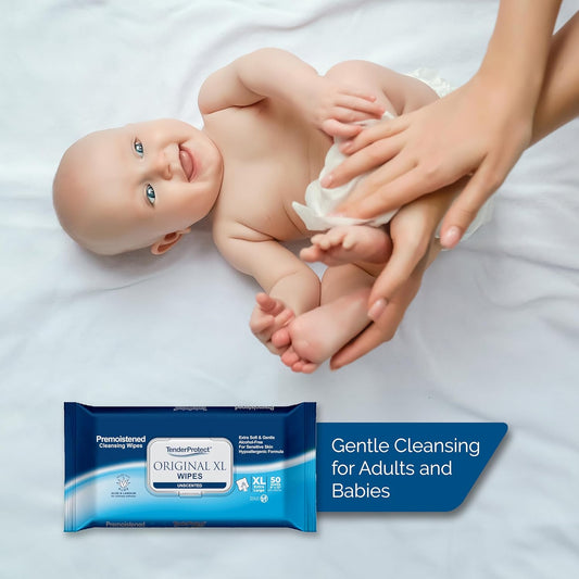 TenderProtect® Original XL Premium Adult Wipes (600 Ct), Extra-Large 9"x12" Wet Wipes with Aloe, Wash Cloths for Babies & Elderly, Incontinence, Hands & Body Cleaning