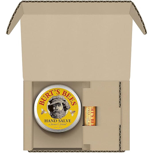 Burt's Bees Hand Salve and Moisturizing Lip Balm for Dry Skin and Chapped Lips, Classic, Natural Origin Skincare, 3 oz./0.15 oz.