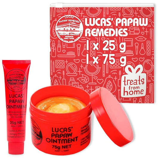 Lucas Pawpaw Lip Ointment, Lucas Pawpaw Cream, Lucas Pawpaw Ointment for Lips & Dry Skin - Unique All Skin Types, All Gender- Any Season Gift Pack with 75g and 15gr Pawpaw Balm
