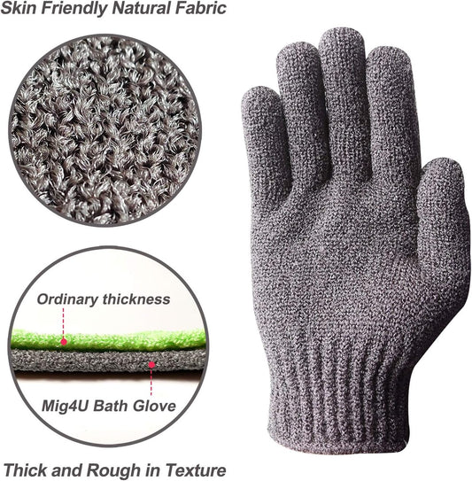 MIG4U Shower Exfoliating Scrub Gloves, Bathing Gloves Body Wash Dead Skin Removal Deep Cleansing Sponge Loofah for Women Men