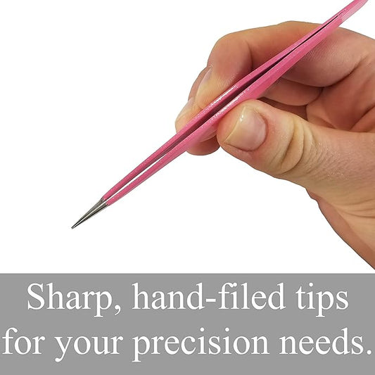 Ingrown Hair Tweezers by Zizzili Basics - Surgical Grade Stainless Steel Fine Pointed Tweezers - Precision Aligned Tips for Splinter, Eyebrow & Facial Hair Removal - with Bonus Tip Guard & Carry Pouch