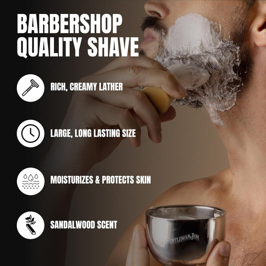 Sandalwood Shaving Soap for Men - Creates the Perfect Lather - Ideal for Smooth Shaves - Moisturizes and Protects - Elevate Your Grooming with this Classic Shave Essential (2.25 oz)