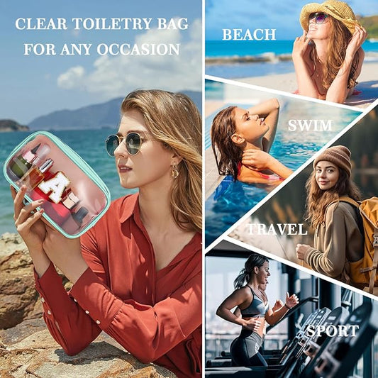 YOOLIFE Initial Clear Makeup Bag | Waterproof Large Travel Makeup Bag | Personalized Travel Beach Toiletry Bag | Clear Makeup Bags With Zipper | Teacher Teen Girls Women Birthday Gifts G Blue G