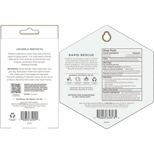 Burt's Bees Cold Sore Treatment Bundle with Burt’s Bees Cold Sore Healing Patches and Burt’s Bees Cold Sore Treatment with Rhubarb and Sage, Protects and Heals Cold Sores, Relieves Symptoms