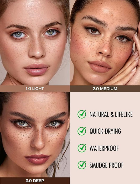 Faux Freckle Pen, Fake Freckle Stamp, Long Lasting, Waterproof, Smudge-proof, Transfer-proof, Natural Sun-kissed Makeup, Suitable for All Skin Types, Vegan & Cruelty-Free (02#Medium, 1.5g)