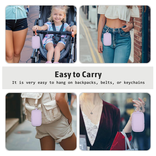 Hand Sanitizer Spray Case, Hand Sanitizer Holder Zippered Pouch, Cute Fashion Accessory with Snap Hook for Glow Mist and Power Mist 1FL OZ, Purple