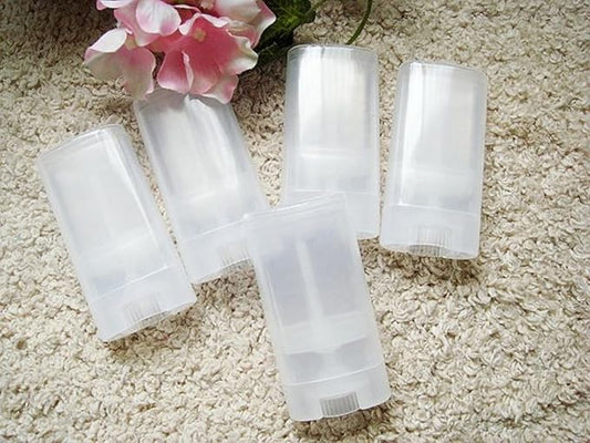 15ml Empty Oval Lip Balm Tubes Deodorant Containers Lip Balm Tubes Lip Gloss Container Holder With Caps Clear/White Pack of 6pcs (Transparent)