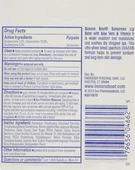 Aloe Vera Sunscreen Lip Balm with Vitamin E SPF 45 3-Pack