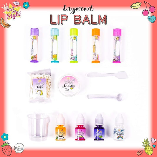 Just My Style Layered Lip Balm by Horizon Group USA, DIY 5 Shimmering Lip Balms, Mix Fruity Flavors To Make Your Own Unique Lip Balm. Strawberry, Tropical Fruit & Very Berry