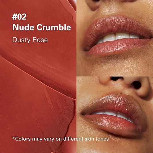 Melixir Vegan Lip Butter #02 Nude Crumble, Hydrating Tinted Lip Balm Stick, Bee-Free, Petrolatum-Free, Plant-Based With Shea Butter, Nourishing Care for Dry, Chapped Lips, Natural Finish