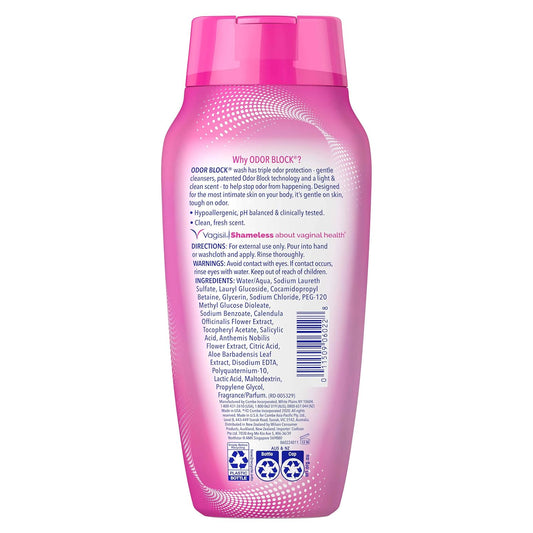 Vagisil Feminine Wash for Intimate Area Hygiene, Odor Block, Gynecologist Tested, Hypoallergenic, 12 oz, (Pack of 3)