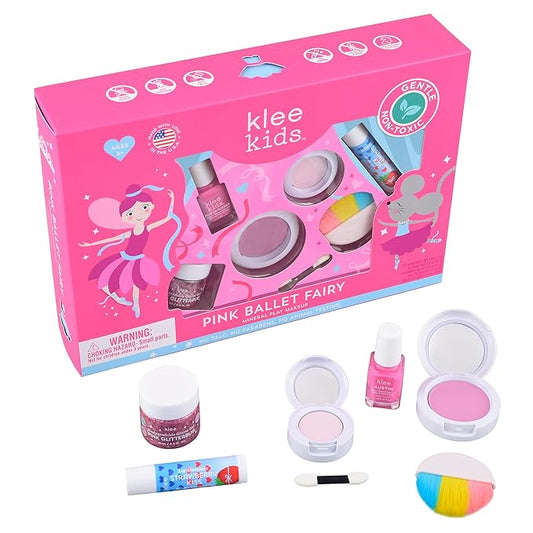 Luna Star Naturals Klee Kids Deluxe Play Makeup Kit. Gentle and Non-Toxic. Made in USA. (Pink Ballet Fairy)