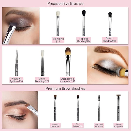 Jessup Eye Makeup Brushes 10 pcs, Premium Synthetic Eyeshadow Blending Concealer Eyebrow Eyeliner Brush Set T315