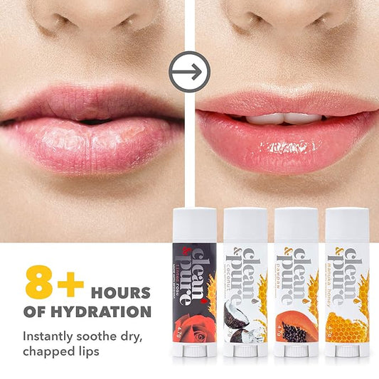 Lip Balm - Bees Knees (4 pack) | Manuka Honey Beauty Products | Vitamin E Oil | Flavored Lip Balm | Australia Made | Rose | Manuka Honey | Cocoa Butter | Manuka Oil | Coconut Oil | Papaw