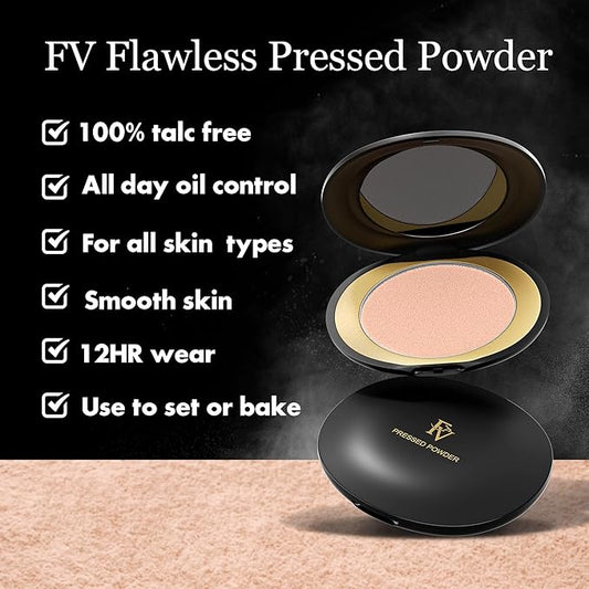 FV Matte Finish Pressed Powder, Long-Lasting, Lightweight, Oil-Control, Medium Coverage Baking Setting Powder for All Skin Types, 0.28 Oz, Classic Ivory