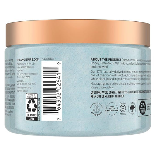 SheaMoisture Shea Sugar Body Scrub Manuka Honey Oatmeal for smooth & exfoliating Smooth and Exfoliating Body scrub with 24h shea moisture nutrients 12 oz