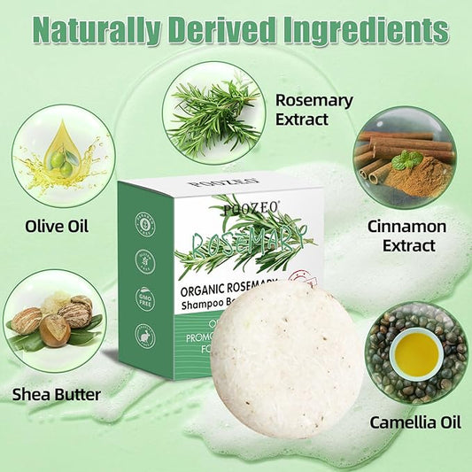 2 Pack Rosemary Hair Shampoo Bar,Deep Cleansing for Scalp Hair Loss Shampoo Soap,Organic Hair Oil Control,Solid Shampoo for Hair Growth, Refreshing and Hydrating Soap for Stocking Stuffers Women Gifts