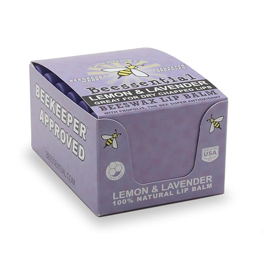 Beessential Natural Bulk Lip Balm, Lavender, 18 Pack | For Men, Women, and Children. Great for Gifts, Showers, & More