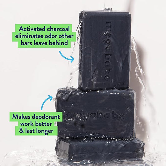 Megababe Underarm Bar Soap - Space Bar | With Detoxifying Charcoal for Odor Control | 4.5 oz - 3 Pack