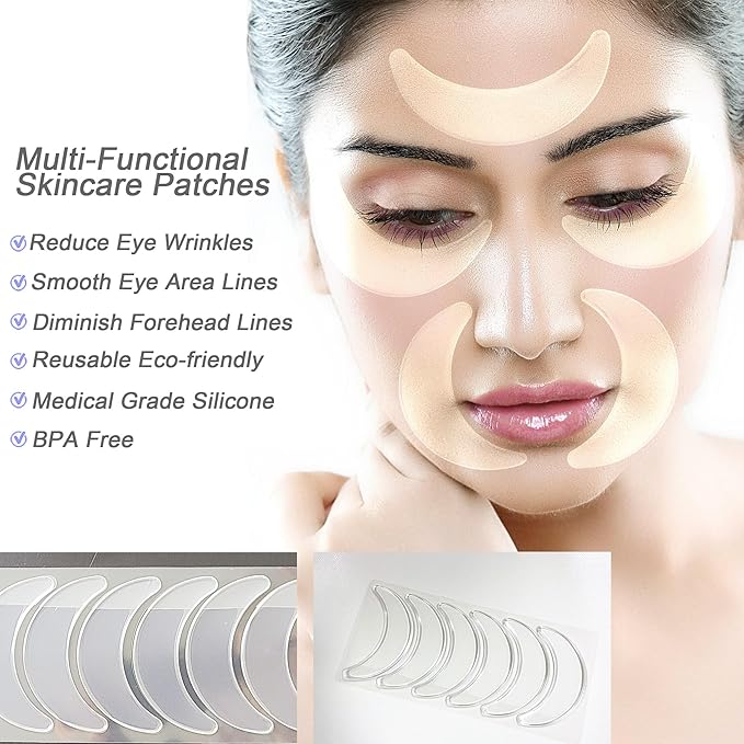 66PCS Under Eye Patches for Puffy Eyes 24K Gold Natural Hydrogel Collagen Eye Mask Reusable Silicone Gel Eye Anti Aging Pads for Reduce Fine Lines Wrinkles Eye Bags Transparent Gel Pack