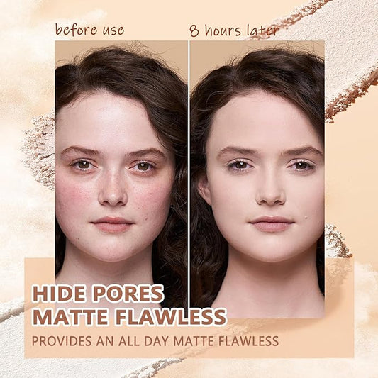 Oil Control Face Pressed Powder,Matte Smooth Flawless Setting Powder Makeup,Waterproof Long Lasting Finishing Powder,Cruelty Free Lightweight Face Cosmetics,0.35Oz(WHITE)