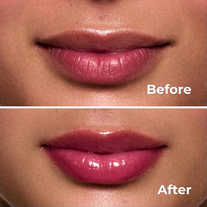 All-in-One Lip Oil - Lightweight, No-Sticky, Tinted, Plumping, Hydrating Lip Gloss - Lip Balm for Day & Night Use, Long-Lasting Lip Stain, Lip Glow Oil, Lip Plumper Tint - Pink Sparkle β402