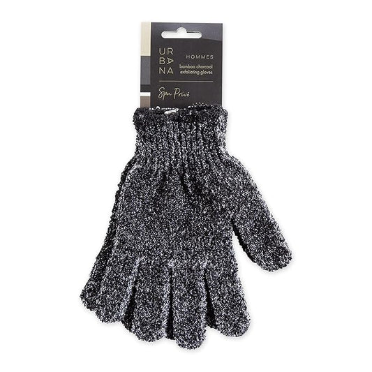 Urbana Spa Prive Men's Bamboo Charcoal Collection, Exfoliating Gloves