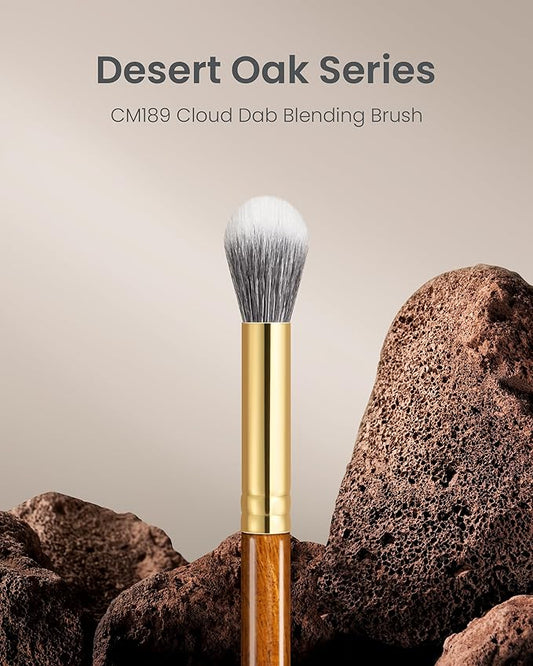 Desert Oak Series Dual Wool Highlighter Brush - Round Dome Goat Hair for Targeted Glow, Powder/Cream Highlight, Bubinga Handle (CM 189)