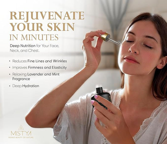 Anti Aging Specialized Face and Neck Serum with Cacay oil, Extra Vitamin E, Lavender and Peppermint Oils, 1 oz, high in retinol.