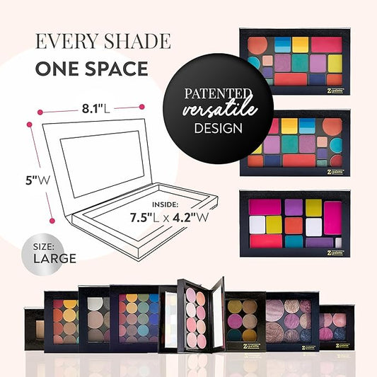 Large Magnetic Makeup Palette, Empty Magnetic Palette, Universal Magnet makeup palette for Eyeshadows, Powders, Customizable Beauty Organizer with Clear Window