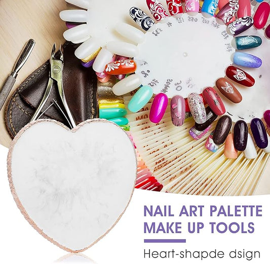 Resin Nail Art Palette Gold Edge Nail Holder Heart Shaped Color Makeup Foundation Mixing Tools Display Board Gel Nail Art Color Mixing Palette Painting Tray Manicure Tool