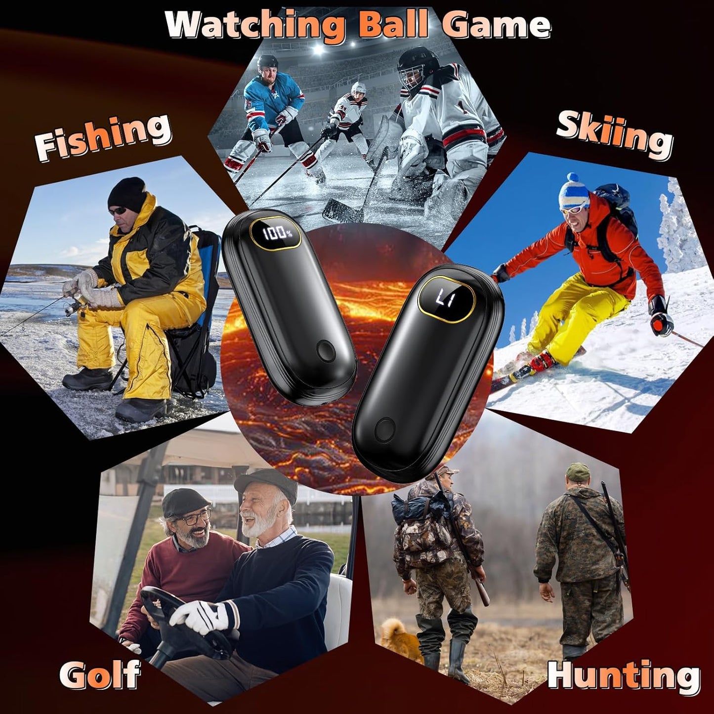 Hand Warmers Rechargeable - Electric Hand Warmers Rechargeable 2 Pack Heat Up to 131℉ with 18Hrs Warmth, Electronic Portable Pocket Heater for Golf Raynauds Camping, Gifts for Women Man