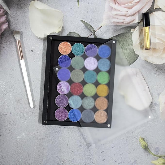 Acrylic empty magnetic palette with magnet clear lip ,with 30Pcs Adhesive Metal Stickers for Eyeshadow Powder Lipstick foundation