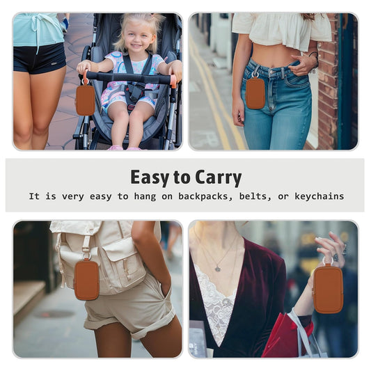 Hand Sanitizer Spray Case, Hand Sanitizer Holder Zippered Pouch, Cute Fashion Accessory with Snap Hook for Glow Mist and Power Mist 1FL OZ, Caramel