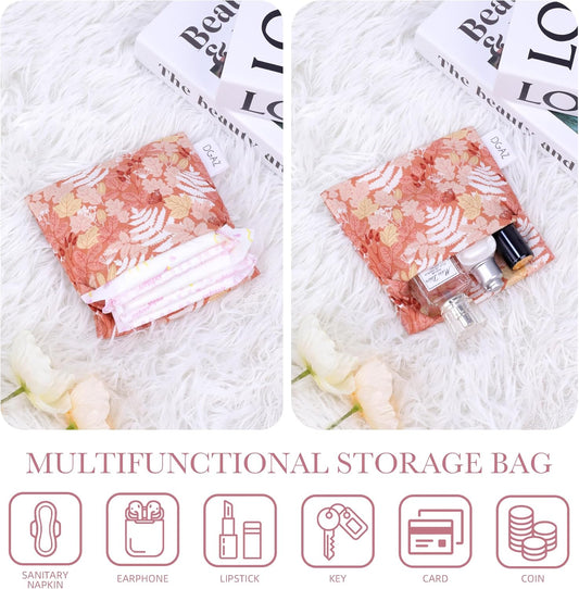 DGAZ Sanitary Napkin Storage Bag, Period Bag for Teen Aged Girls, Portable Period Bag for Panty Liners/Menstrual Cup/Small Tampons,Mini Makeup Bag for Purse(Austere Red)