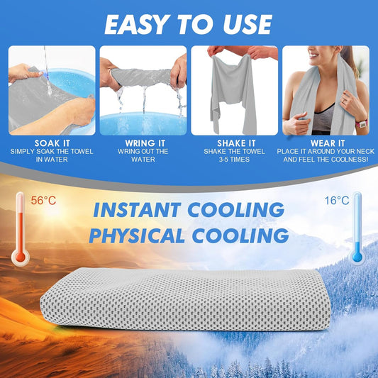 6 Pack Cooling Towels (47"x12") for Neck and Face, Ice Towel for Hot Weather, Soft Breathable Chilly Gym Towels, Microfiber Towel for Work Out, Yoga, Running, Camping & More Activities