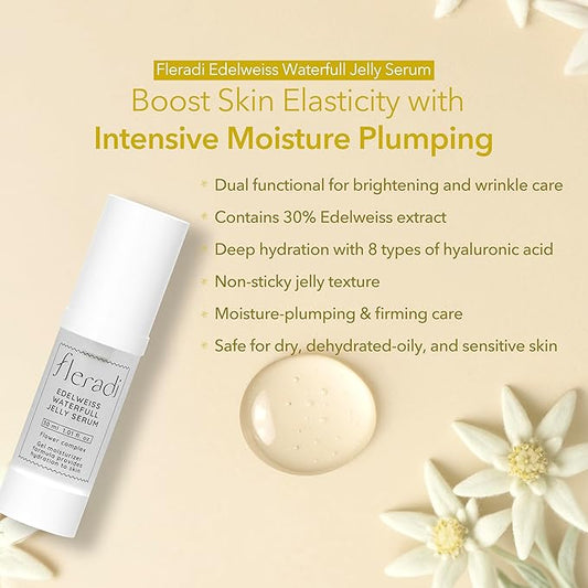 Edelweiss Essence: 30% Flower Extract Jelly Serum - Non-Sticky Hydration, Crafted by Renowned Korean Skincare Experts