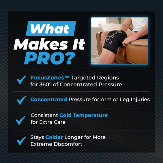 TheraICE Knee Ice Pack Wrap Compression Sleeve for Injuries, Reusable Gel Cold Packs Brace Also for Elbow, Ankle & Calf - Flexible Cold Wrap Recovery for Meniscus, ACL, MCL Pain Relief