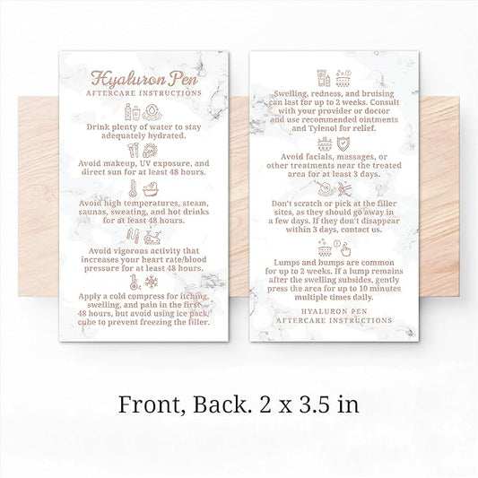 100 Pack - Premium Hyaluron Pen Lip Filler Aftercare Instructions Card 2 x 3.5" Accessories Supplies Kit Care - HP21A100_N
