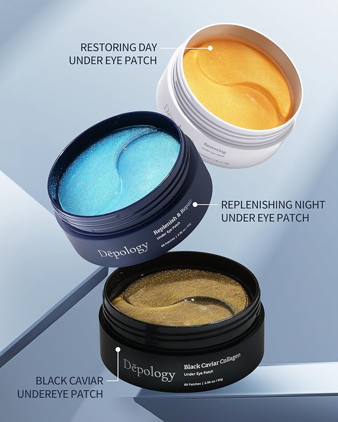 depology Replenish & Repair Under Eye Patches for Puffy Eyes, Wrinkles (60 Patches) | Hydrating with Ceramides and Hyaluronic Acid for All Skin Types | Botanical Extracts Eye Gel Pads 2.96 fl oz