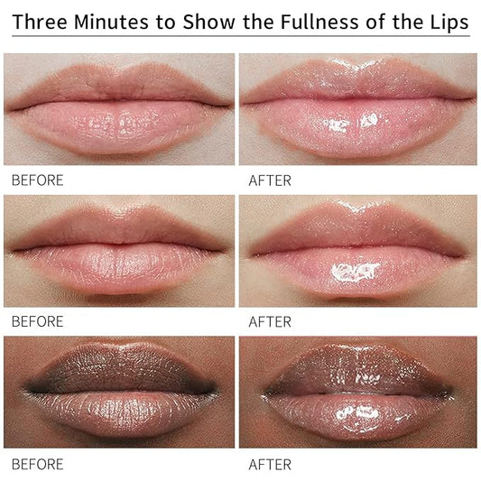 DEROL Lip Plumper Set, Lip Plumper Gloss, Natural Lip Plumper and Lip Care Serum, Lip Enhancer for Fuller, Lip Mask, Beautiful Fuller, Hydrating & Reduce Fine Lines Day&Night, 5.5ml (WS002)