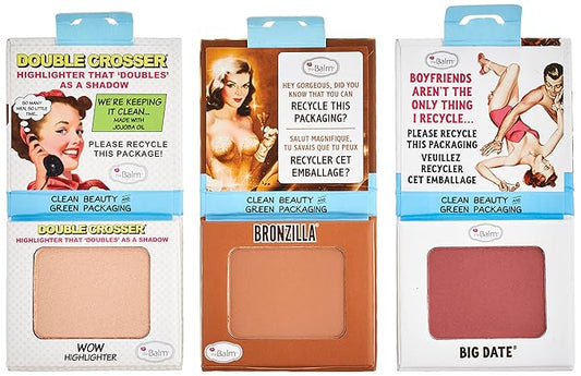 Clean and Green by the Balm for Women - 5Pc 0.1ozBig Date Blush, 0.1oz Bronzilla Bronzer, 0.1oz Double Crosser Wow Highlighter, 0.27oz Nuit Mascara in Extra Black, 0.39Anne T. Dotes Primer