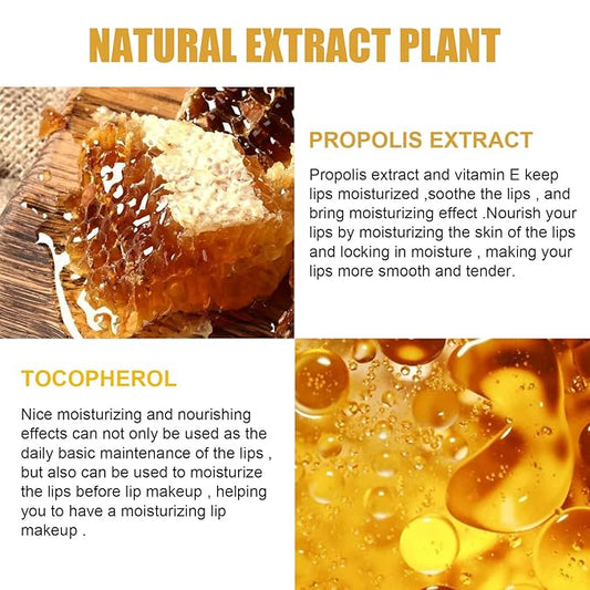 Honey Lip Balm Pot, Propolis Lip Mask, Strawberry Hydrating Propolis Lip Sleeping Mask, Prevent Dry&Cracked, Lip Repair Nourishes the Lip Skin (Honey)