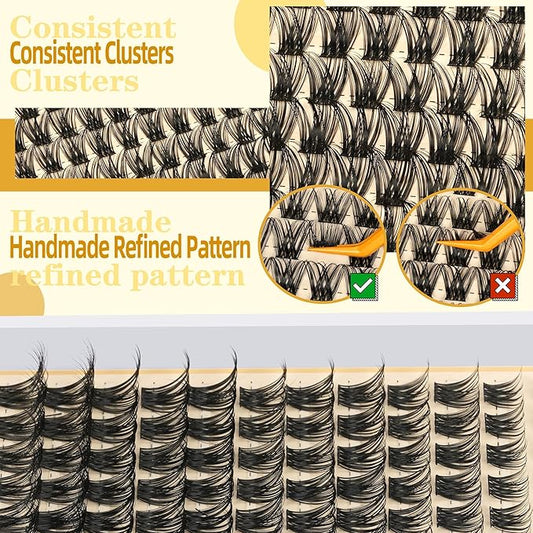 Eyelash Clusters 10-18mm Wispy Lash Clusters D Curl DIY Cluster Lash Extension Kit Individual Lashes Kit With Bond & Seal, Glue Remover, Tweezers(LF01 Lashes Set)
