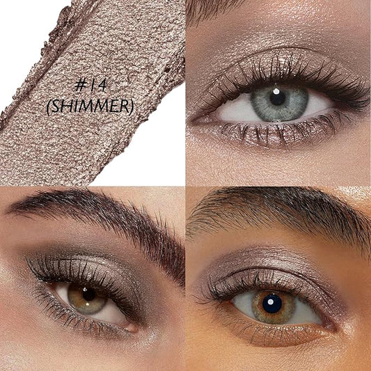 Taupe Shimmer Eyeshadow Stick, Waterproof Cream Eye Shadow Pencil Long-Lasting Crease-Proof Glitter Eyeshadow Crayon Smooth High Pigmented Highlighter Blendable Neutral Eye Shadow Liner Makeup